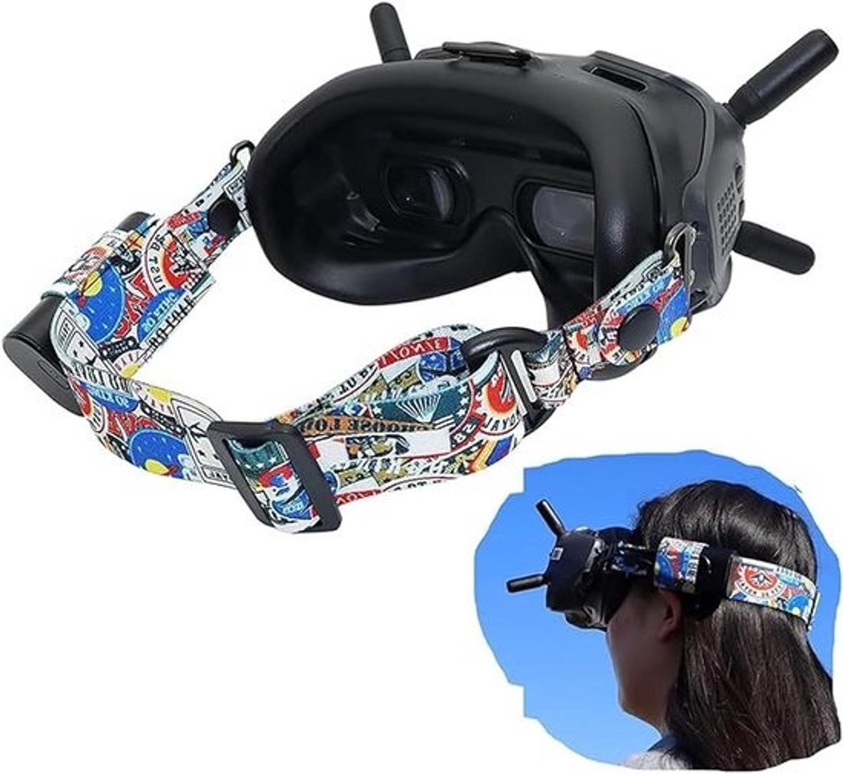 Hoofdband voor VR-bril - Vaste hoofdband - Comfortabel dragen - Verstelbare pasvorm - 30 cm kabel - Zwart