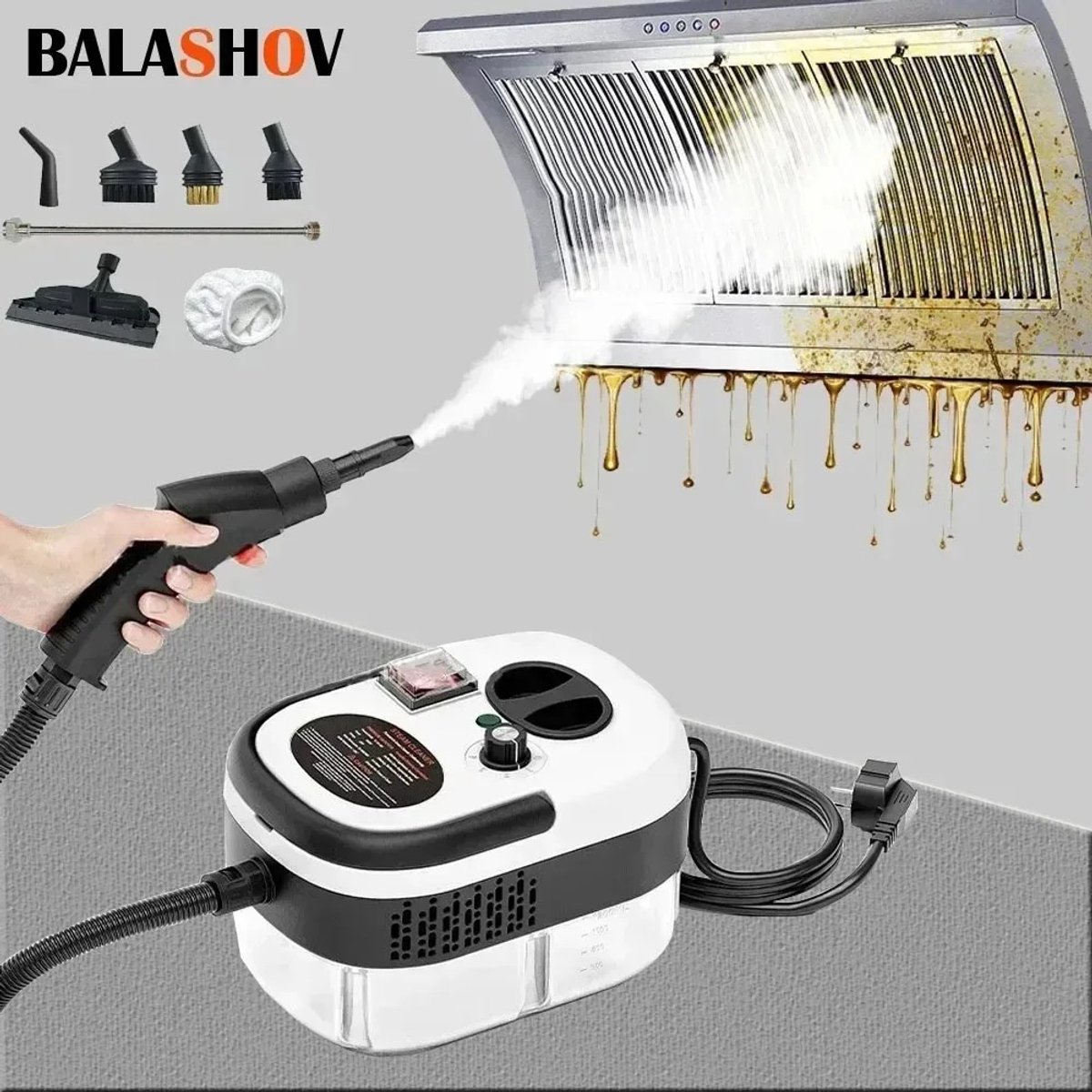 BALASHOV - Handheld Stoomreiniger - Stoomreinigingsmachine - Hoge temperatuur airconditioner - Afzuigkap Auto Vloer en Meer - 220 V-1400 W