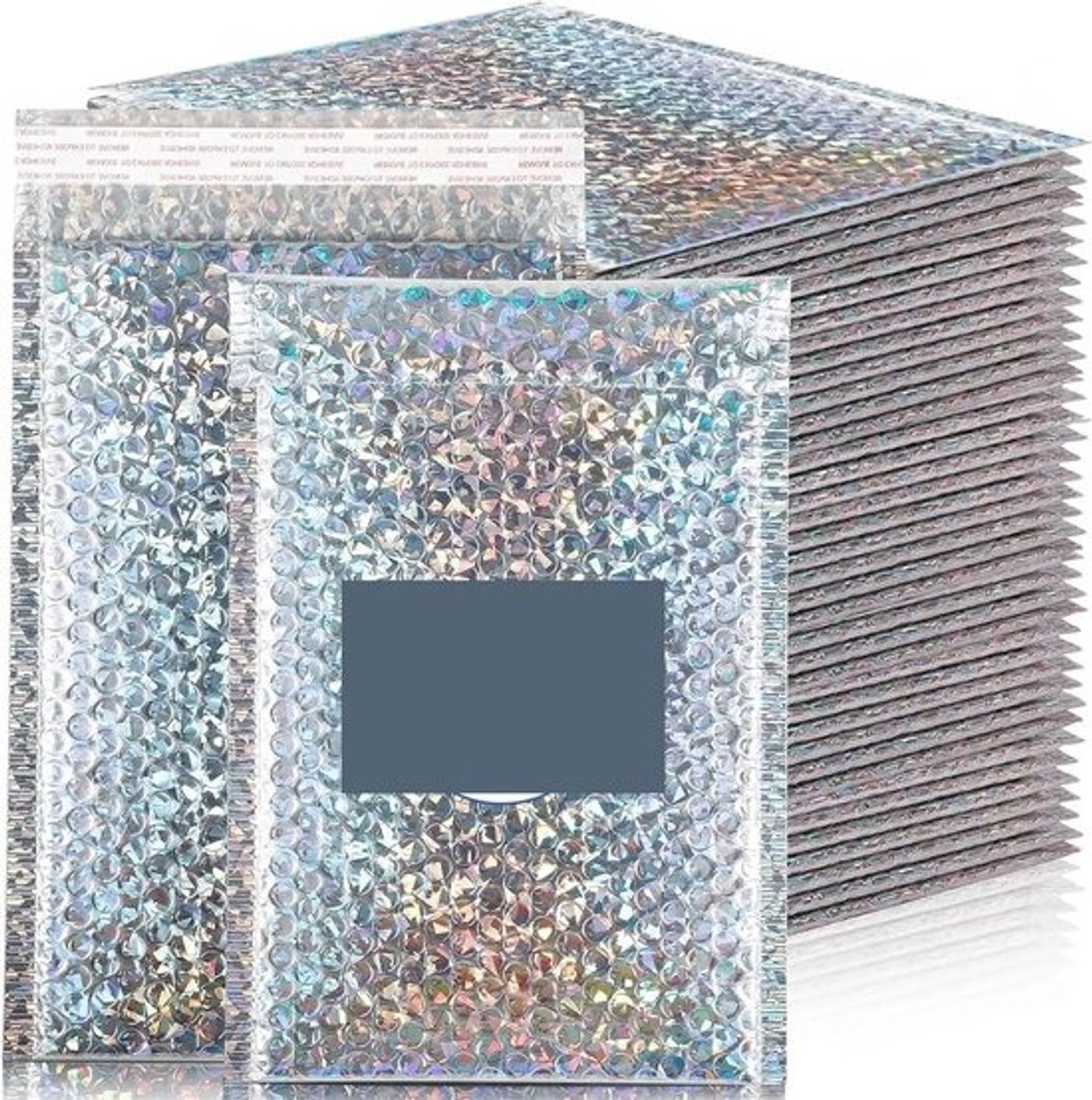 30 Stks Holografische Bubble Mailer Mailing Envelop Dikker Bescherming Waterdichte Gewatteerde Enveloppen Pack Tas Voor Verzending (Flash Zilver, 20 * 25cm)