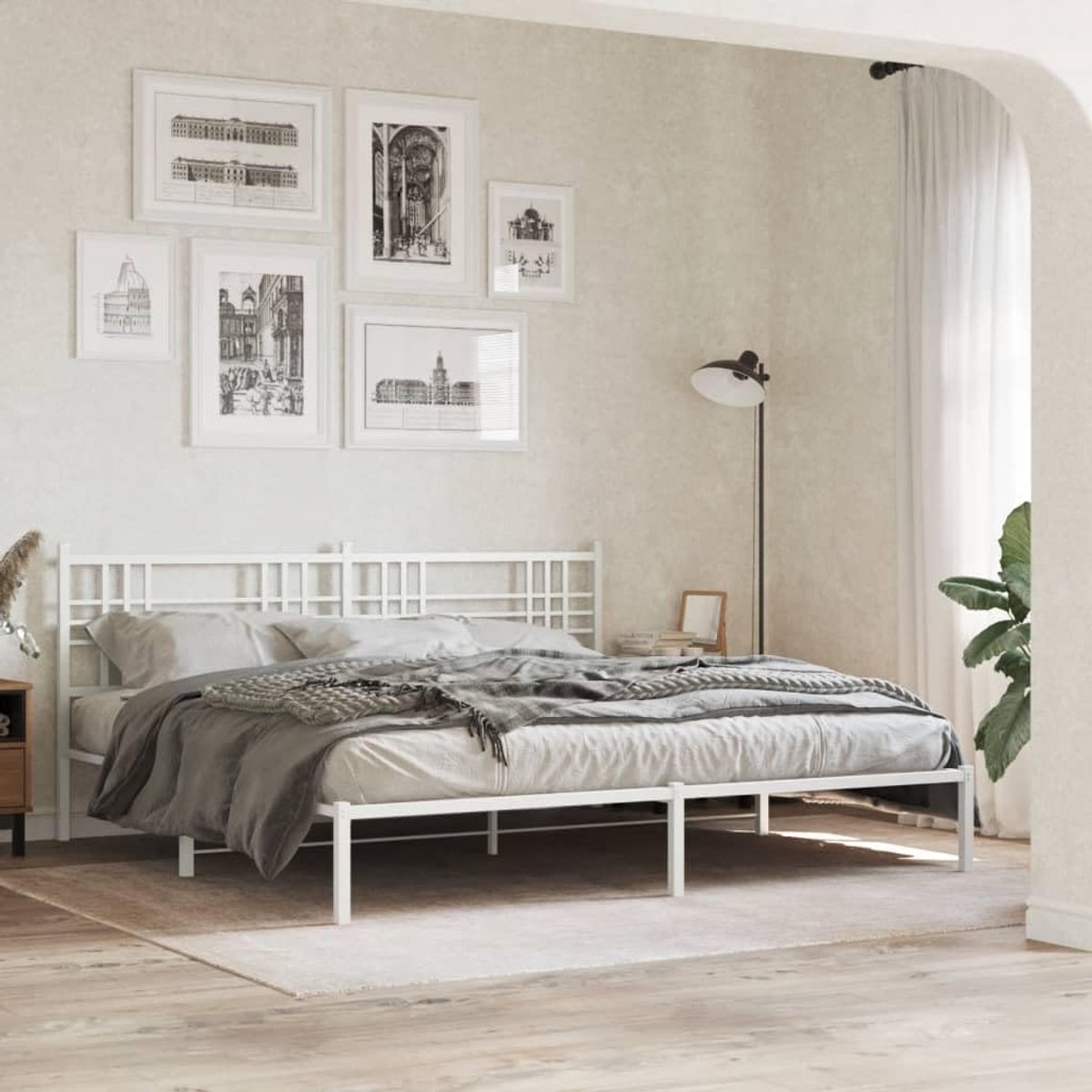 stalen bedframe met opbergruimte klassiek wit 183x213 cm