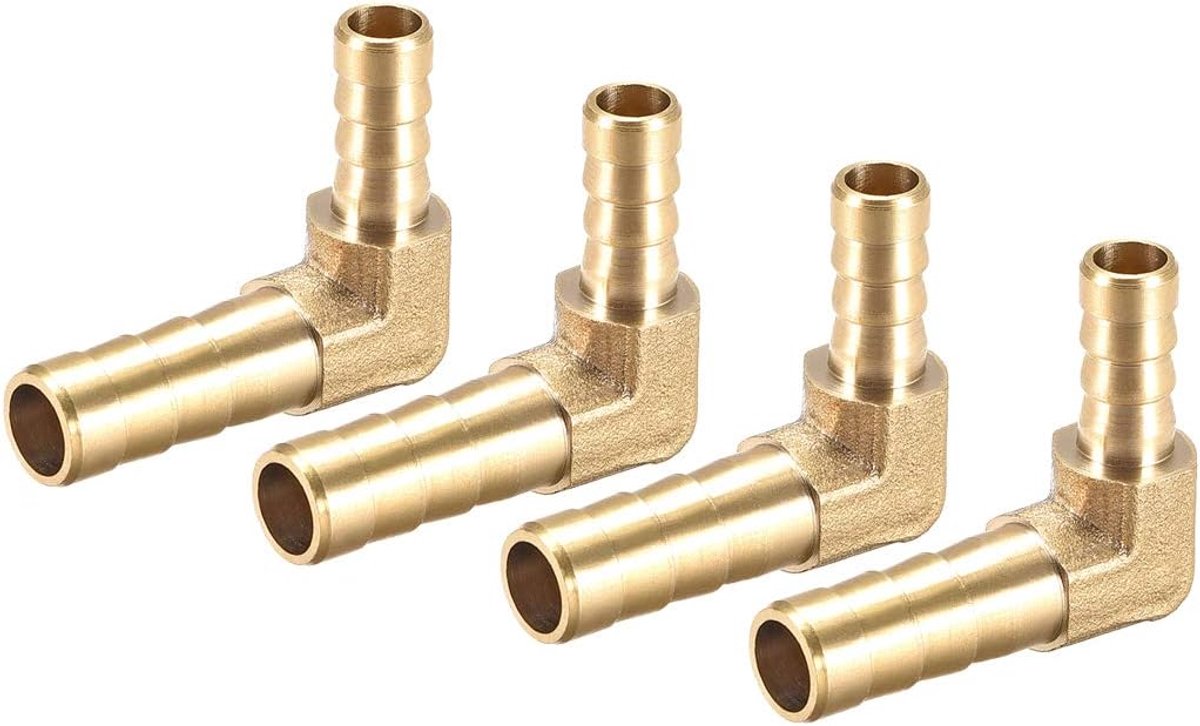 Slangaansluiting adapter 90 graden - messing - voor 8 mm tot 6 mm slangen - eenvoudig te verbinden - ShopVlot