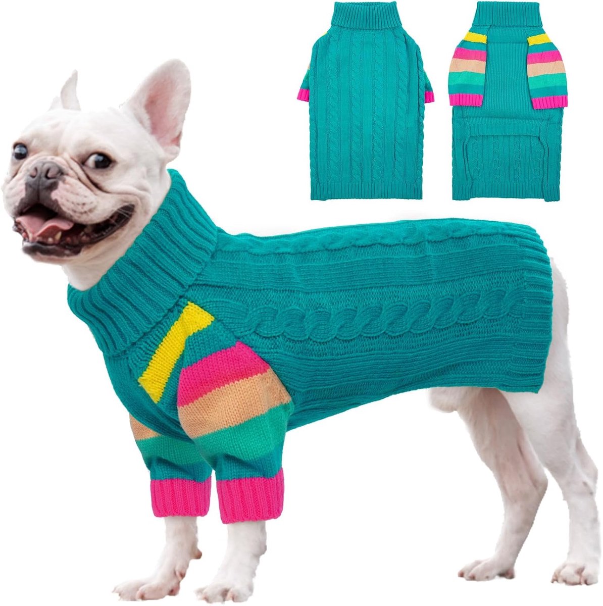 Truien voor honden meisjes jongens, coltrui winter hondenvest, kersthondenoutfits, huisdiersweatshirt kleding, gebreide kleding, Frenchie, Beagle, Boston Terrier