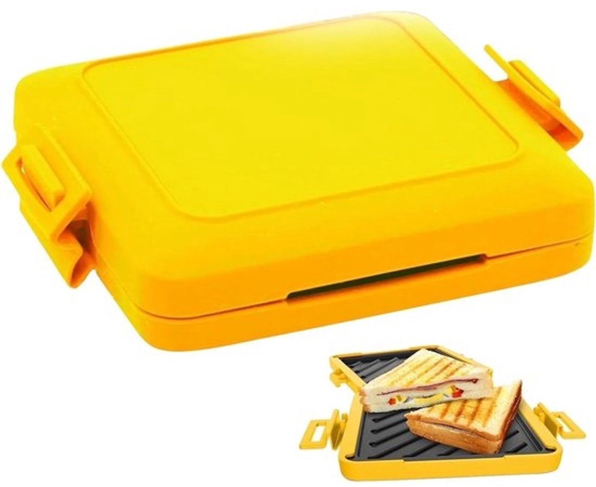 Magnetron Toastie Maker - Sandwich Grill - Snelle Lunch Maken - Vaatwasmachinebestendig - 18 x 14 cm - Geel