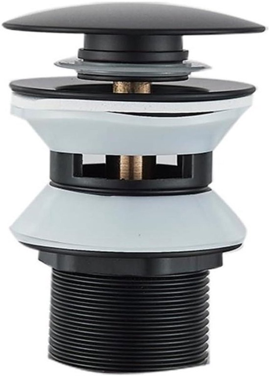 Afvoerplug - Badkamer wastafel - Snel water laten lopen - Gouden afwerking - 1 stuk - Zwart