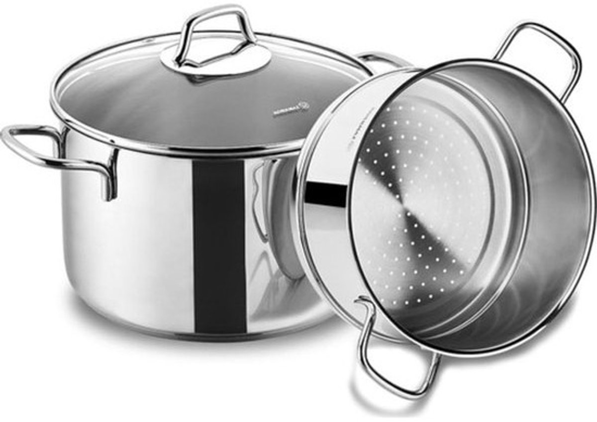 Snelkookpan RVS 4 liter - Stoomkookset met 18/10 roestvrij staal