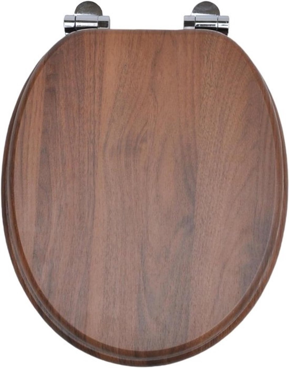 Toiletbril MDF - WC-bril Deksel - Badkamer Vernieuwen - Stille Sluiting - 43.5x37.8 cm - Houtkleur
