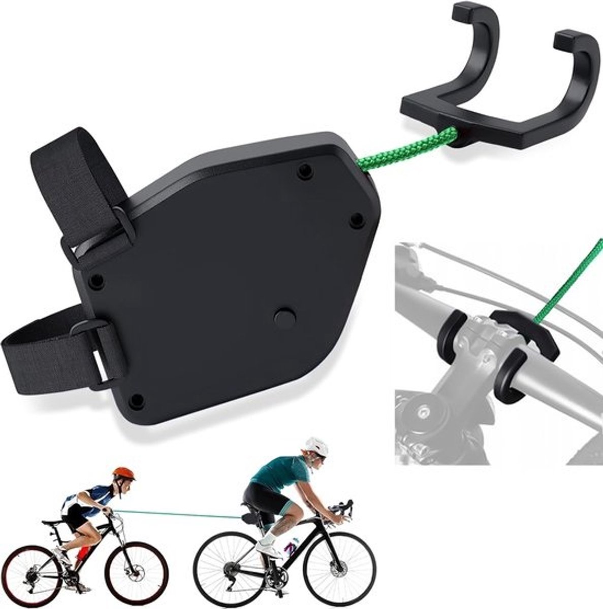 Fiets Sleepkabel - Kinderfiets Trekker - Samen Fietsen - Extra Stevig Lichtgewicht - 25 Meter Lengte - Zwart