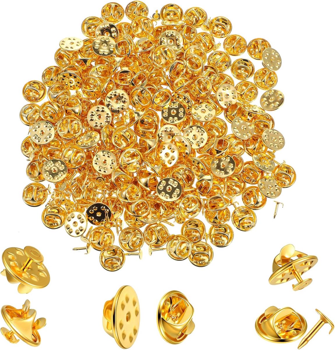 50 stuks vlinderstiften, clutch, vlinderpinsluiting, vlinderclips, metalen vlinders met paardendoornnaald (goud)