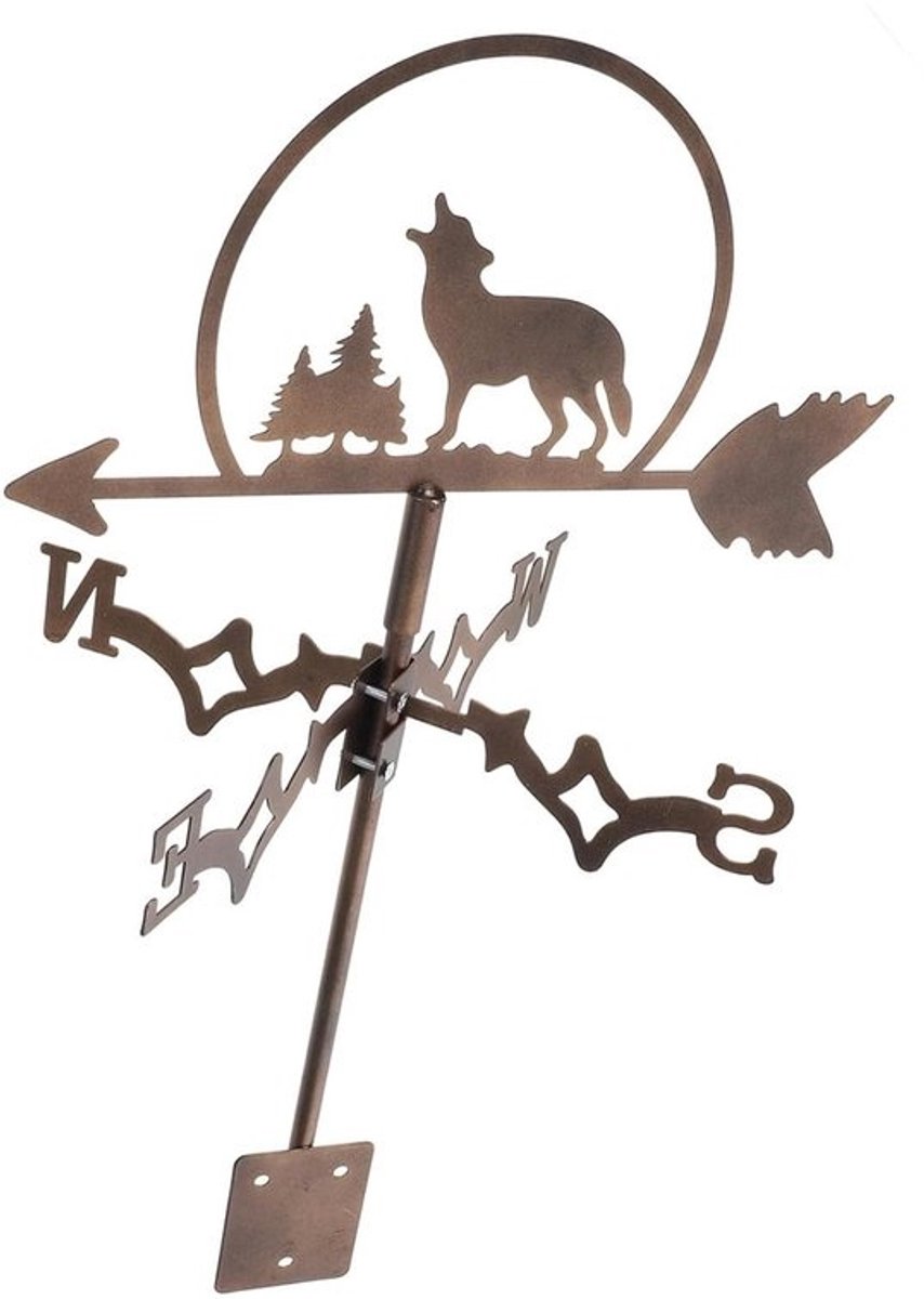 Windvaan Boerderijstijl - Weerindicator Dak - Decoratie Buiten - Robuuste Roestvrij Staal - 35 x 30 x 30 cm - Bruin