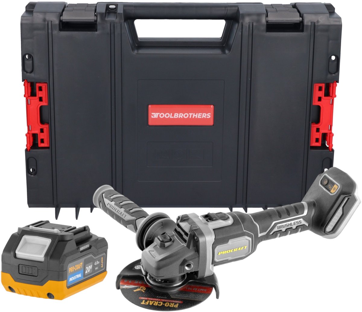 Procraft Industrial AG125Bbb accu-haakse slijper 20 V 125 mm borstelloos Solo - zonder accu, zonder oplader
