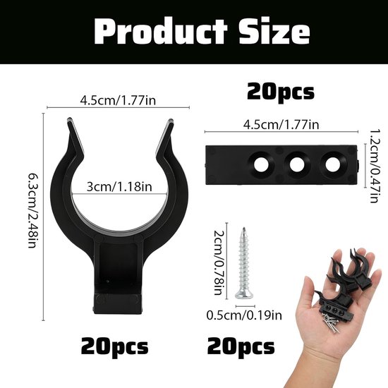 20 stuks bevestigingsclips voor keukenplinten, houders voor poten van 32 tot 42 mm, accessoires voor meubels met 60 schroeven voor montage van plinten — afbeelding 2