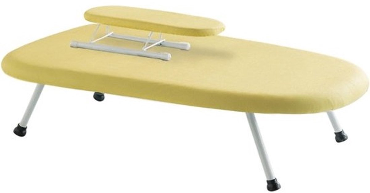 Opvouwbare strijkplank - Reisstrijkplank Mobiel - Strijken Thuis - Met strijkijzersteun - 60x38 cm - Geel