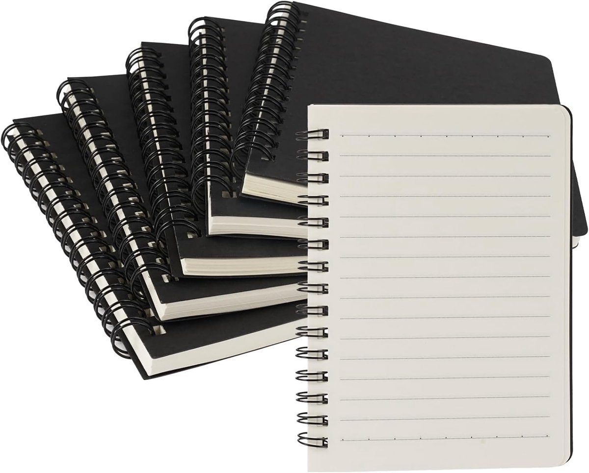 Dailygoods- Notitieblok A6 - 6 Stuks - Spiraalbinding - Hoogwaardig Papier - Klein Dagboek - Duurzaam en Comfortabel Schrijven - Notitieboekje