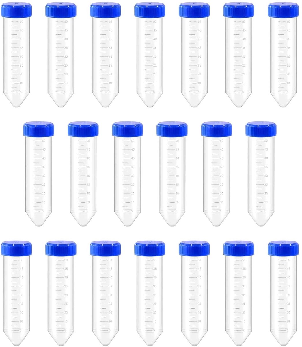 Plastic conische testbuizen 50 ml - 20 stuks met schroefdeksels - duurzaam en glad - ShopVlot