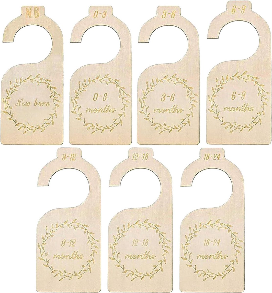 SnelShoppen - 7 Stuks Baby Kleding Scheiders, Dubbelzijdige Houten Baby Kleding Divider voor Baby's van Pasgeborenen tot 24 Maanden, Baby Kledingrek,