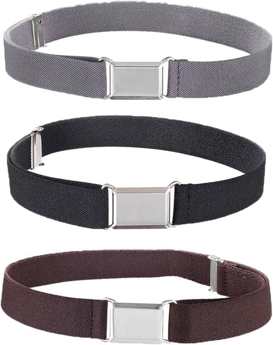 Dailygoods- Riem Verstelbaar - 3 Stuks - Elastisch - Metalen Gesp - Unisex - Breedte 2,5 cm - Geschikt voor Kinderen - Kinderriem