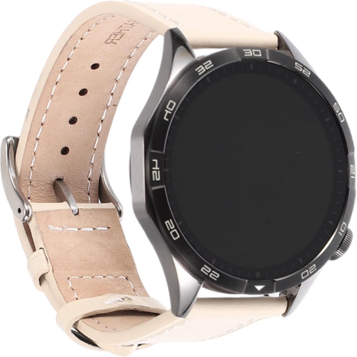 Dailygoods- Horlogeband Rundleer 20mm - Horlogebandje Dames/Heren - Wit - Duurzaam - Verstelbaar - Stijlvol Design - Horlogeketting