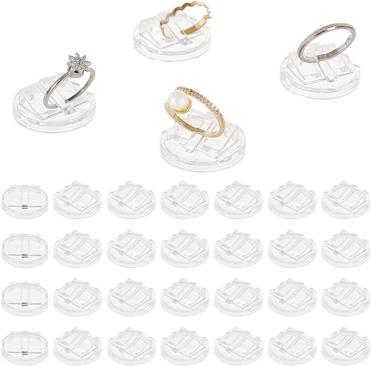 Dailygoods- Ringdisplayhouder 30 Stuks - Transparante Ringshowcase - Sieraden Organizer - Trouwring Weergave - Acryl - Sieradenopbergorganisator - Sie