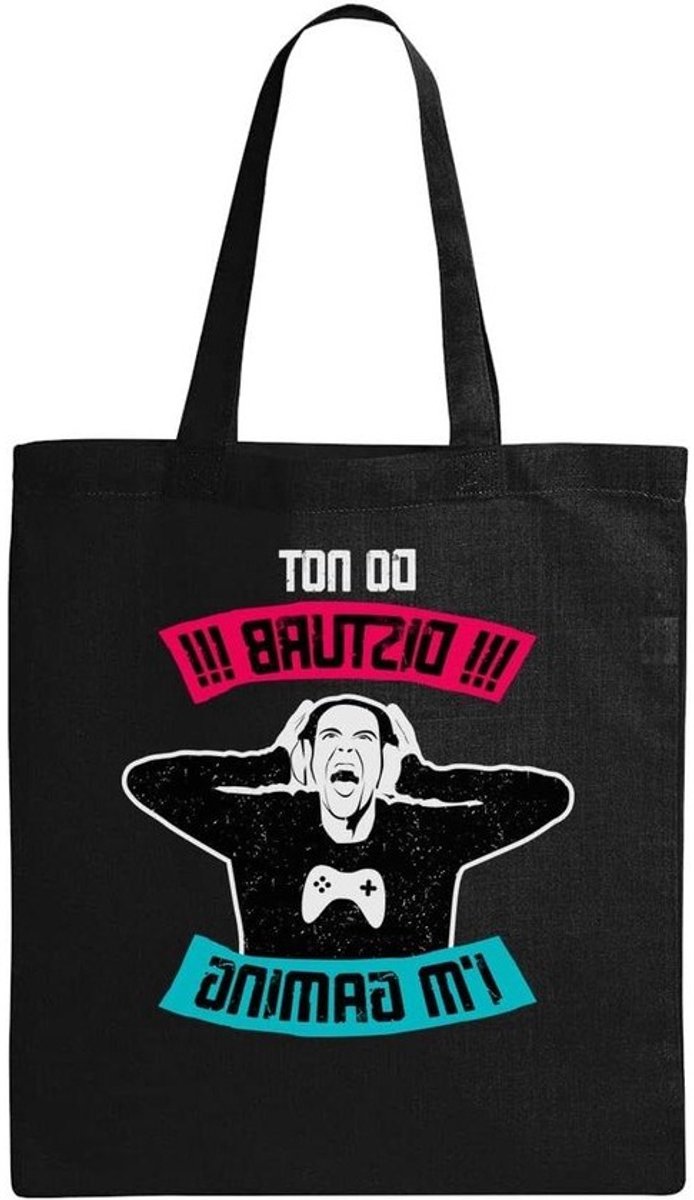 Draagtas Katoen - Boodschappentas Tassen - Boodschappen Doen - Natuurlijk Ecologisch - 36 x 42 cm - Zwart
