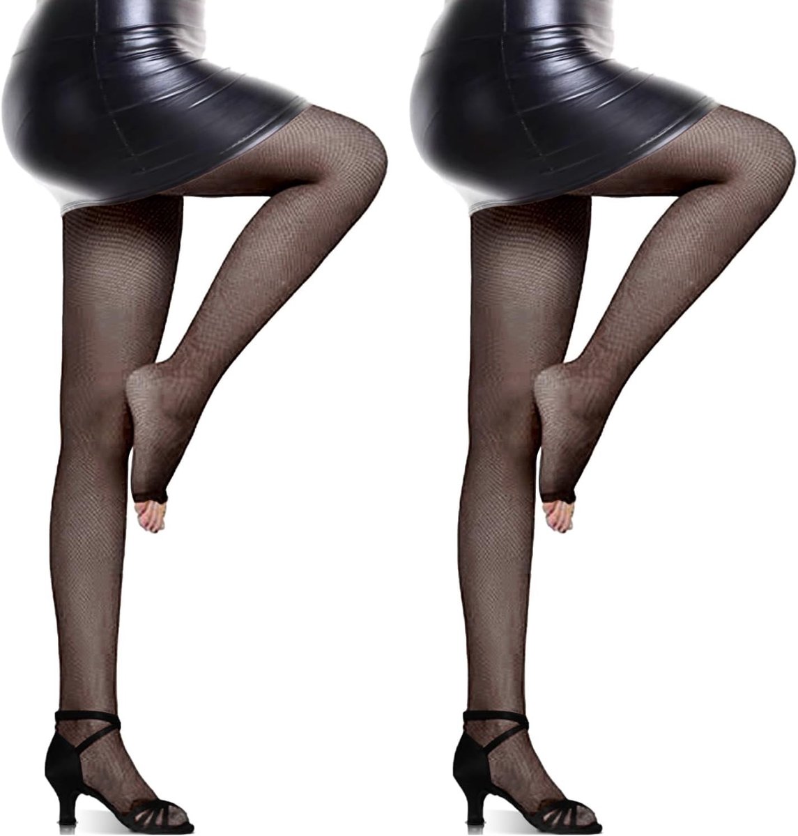 Visnetpanty - Toeless-Zwart - Dames - Met Antislip Siliconen - Voor Onder Rokken en Jurken