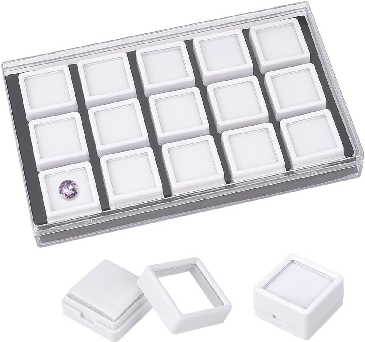 Dailygoods- Sieradenbox Premium Materiaal - Display Box - Edelsteen Doos - Juwelen Doosje - Geschenkverpakking - 2,9x1,75cm - Juwelendoos