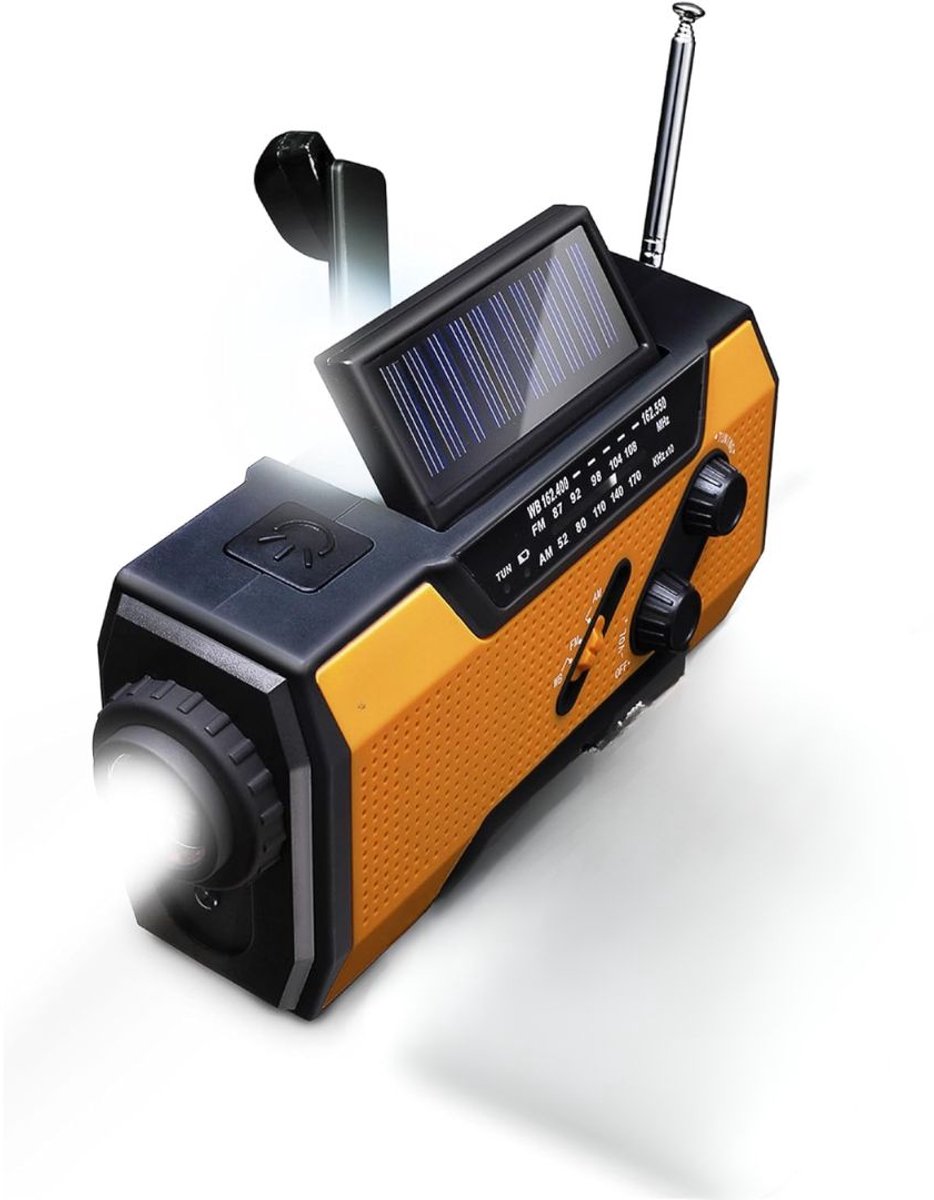 JCP® Zaklamp Opwindbaar - Zaklamp Opwindbaar en Batterij - Camping Noodverlichting - Oranje - 16cm x 7cm x 5cm