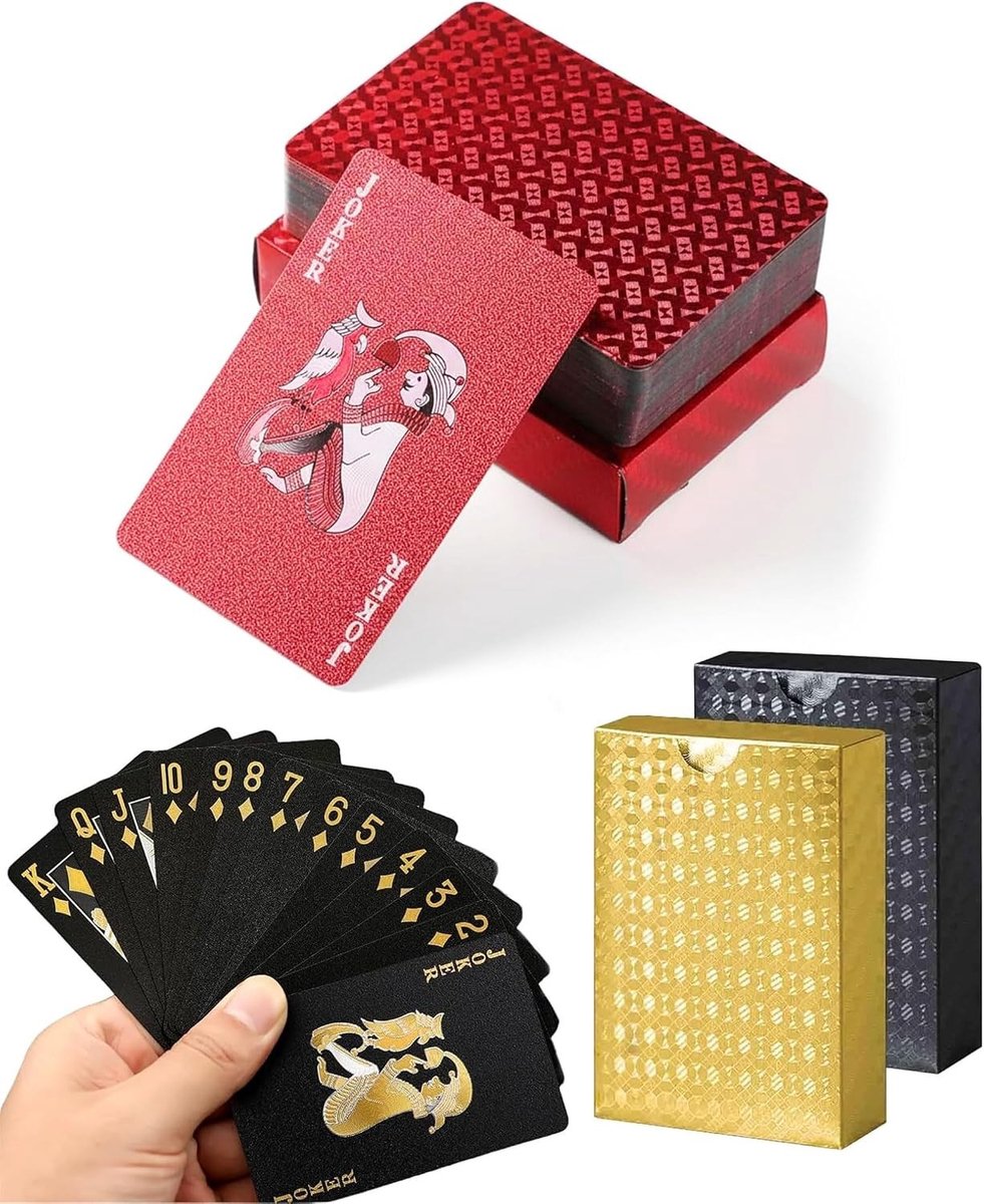 Speelkaarten - Zwart - 54 Stuks - Waterdichte Pokerkaarten met Elegant Ontwerp - Voor Kaartspellen met Vrienden en Familie
