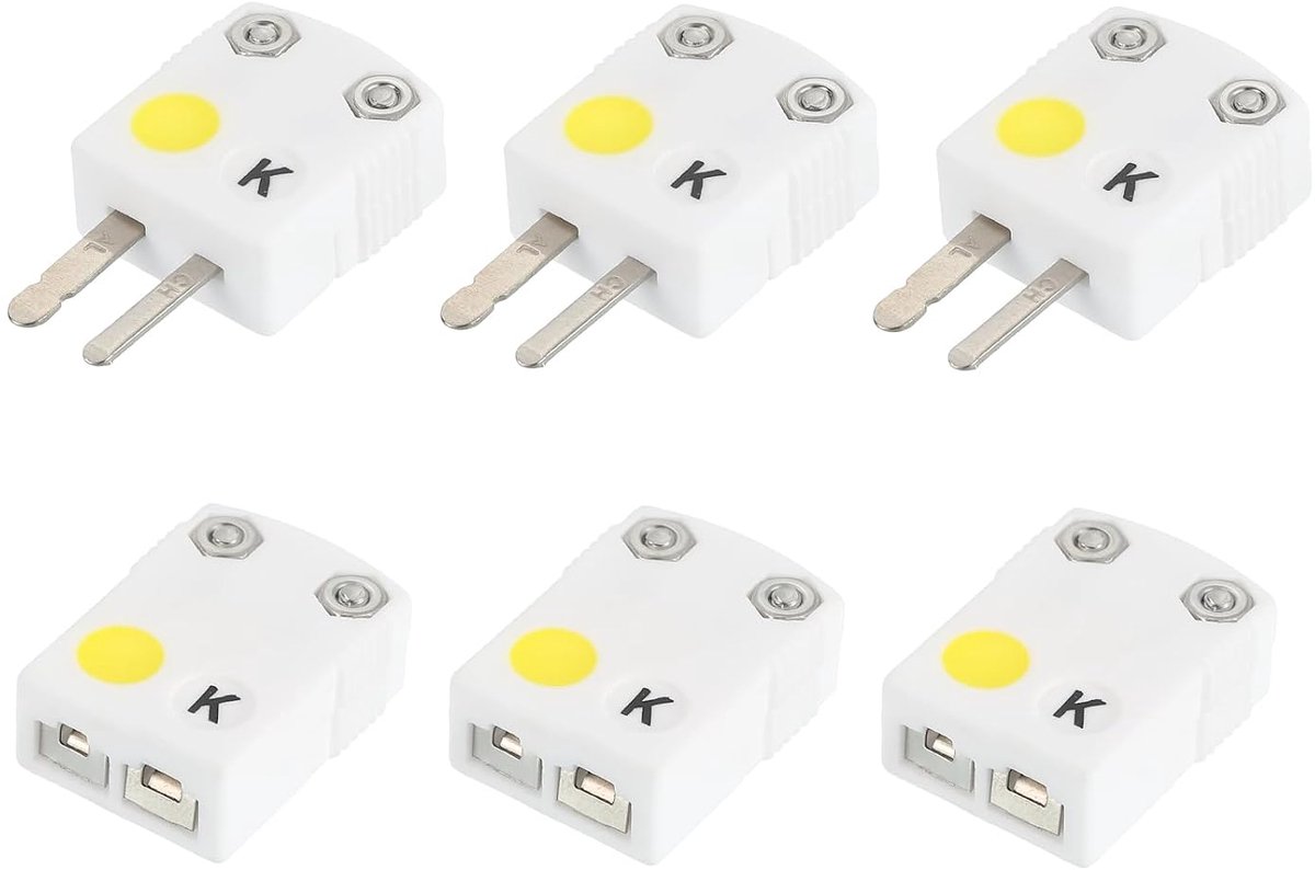 Mini K type keramiek thermoelement draad stekker mannelijke vrouwelijke stekker adapter hoge temperatuur 650 °C (1202 °F) voor thermoelement sensor sonde 3 set