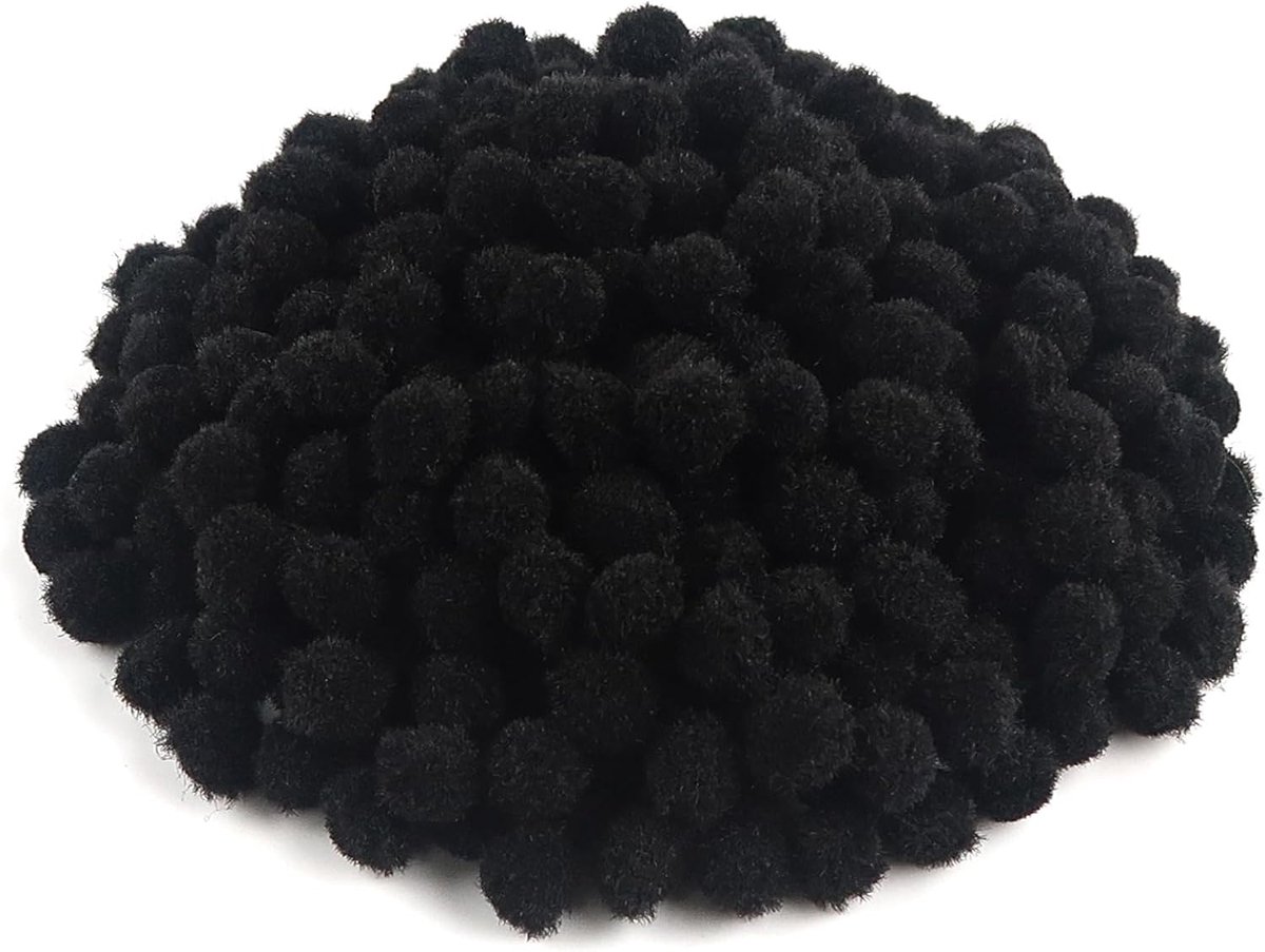 SnelShoppen - 300 Stuks Mini Pompoms 1cm Fluffy Pompoms Ballen Zwart voor DIY Creaties, Knutselprojecten, Decoraties, Feestversiering en Kinderen
