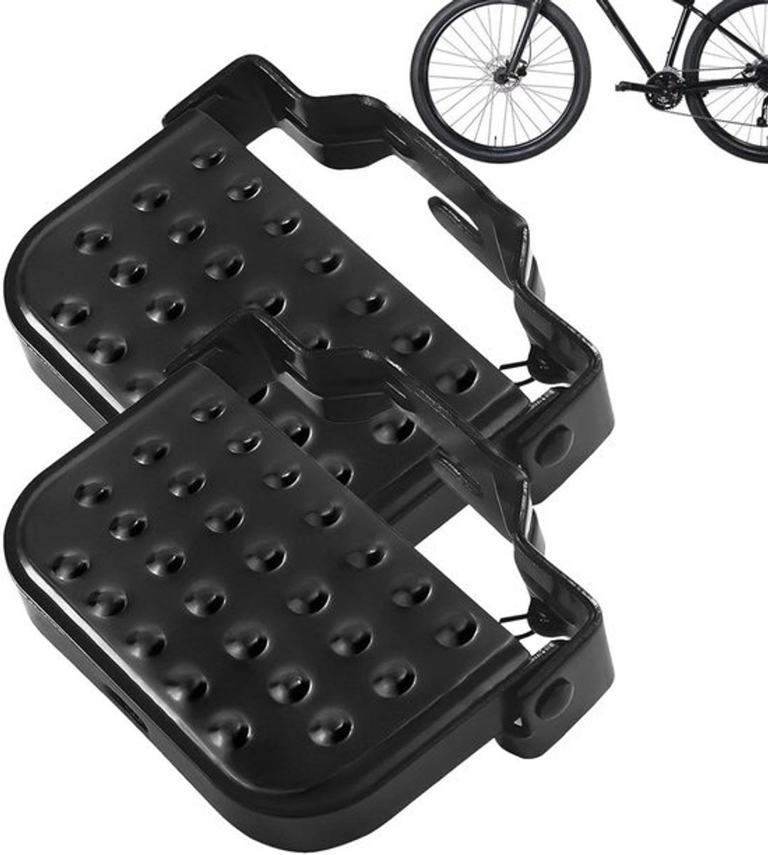 Opvouwbare voetsteunen - Fiets pedalen - Comfortabel fietsen - Hoge belastbaarheid - 1 Paar - Zwart