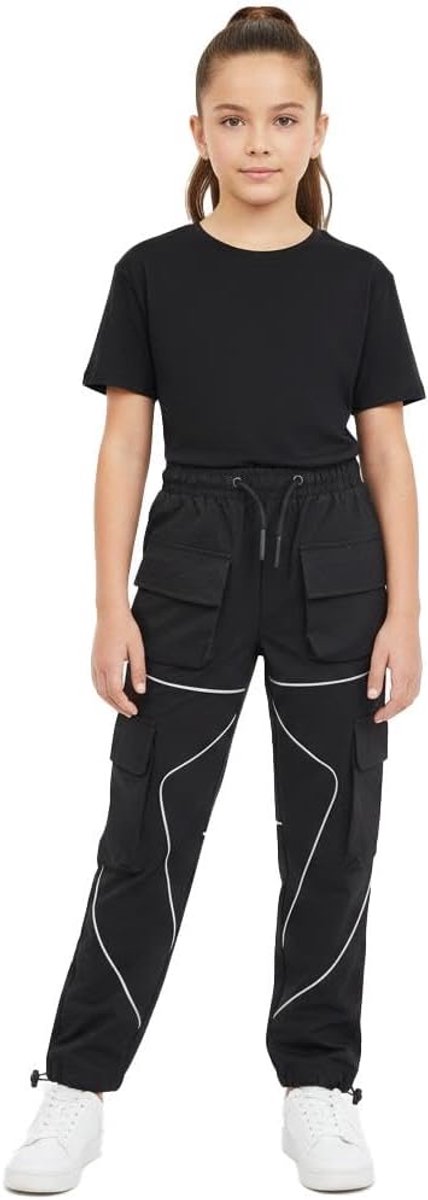 4 Kids Meisjes Cargo Broek Elastische Taille Trekkoord Casual Rechte Pasvorm Broek Broeken Joggingbroeken Sport Yoga Kleding Comfortabele Ademende Outdoor Actieve Kleding Broeken 3-14 Jaar