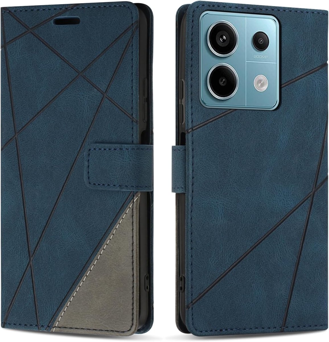 Hoesje voor Redmi Note 13 5G, Premium Lederen Portemonnee Beschermhoes Telefoonhoesjes met Kaartenvakken Beschermhoesje voor Redmi Note 13 5G, Blauw