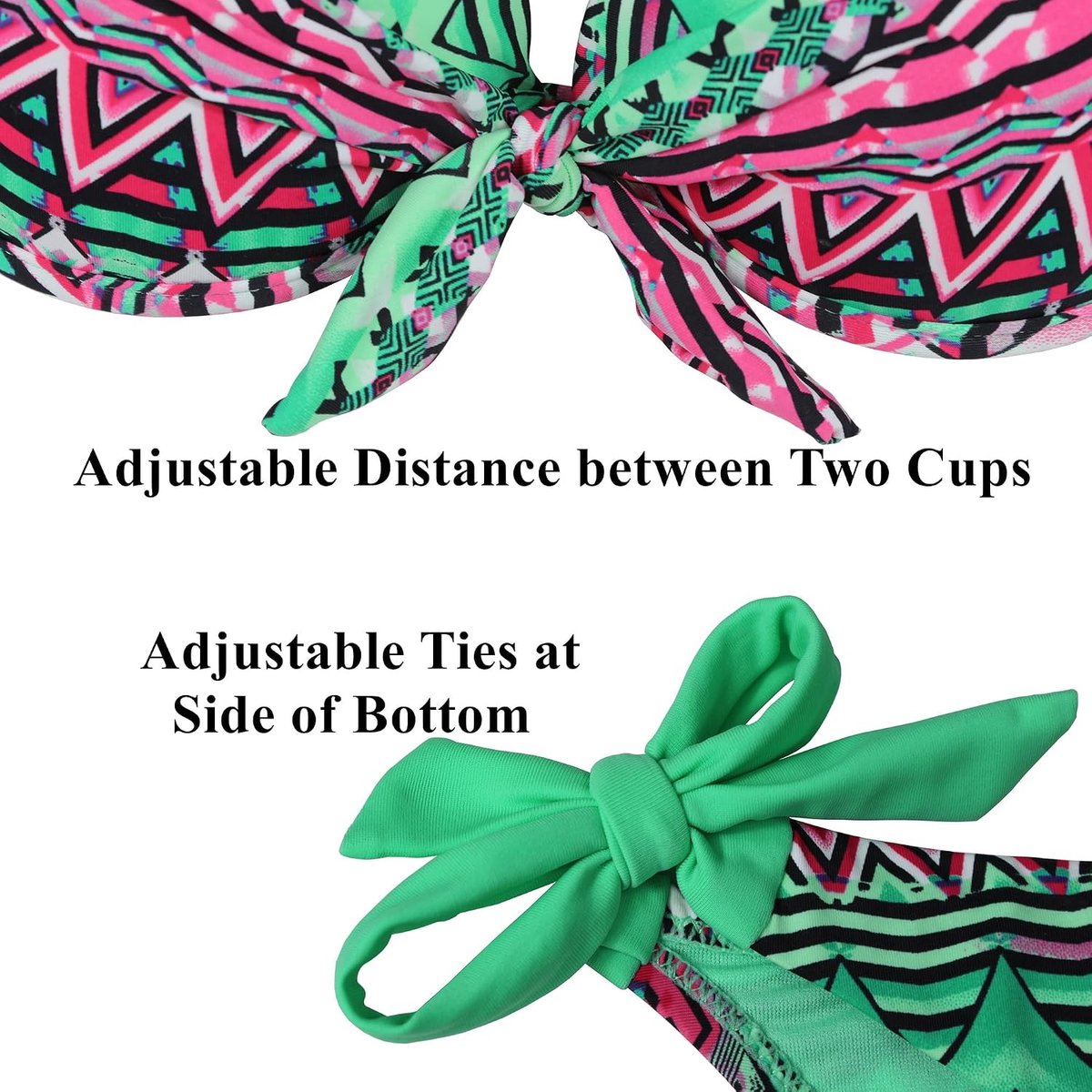 zijgebonden bikiniset afneembare badmode push-up bikinitop met nekdrager