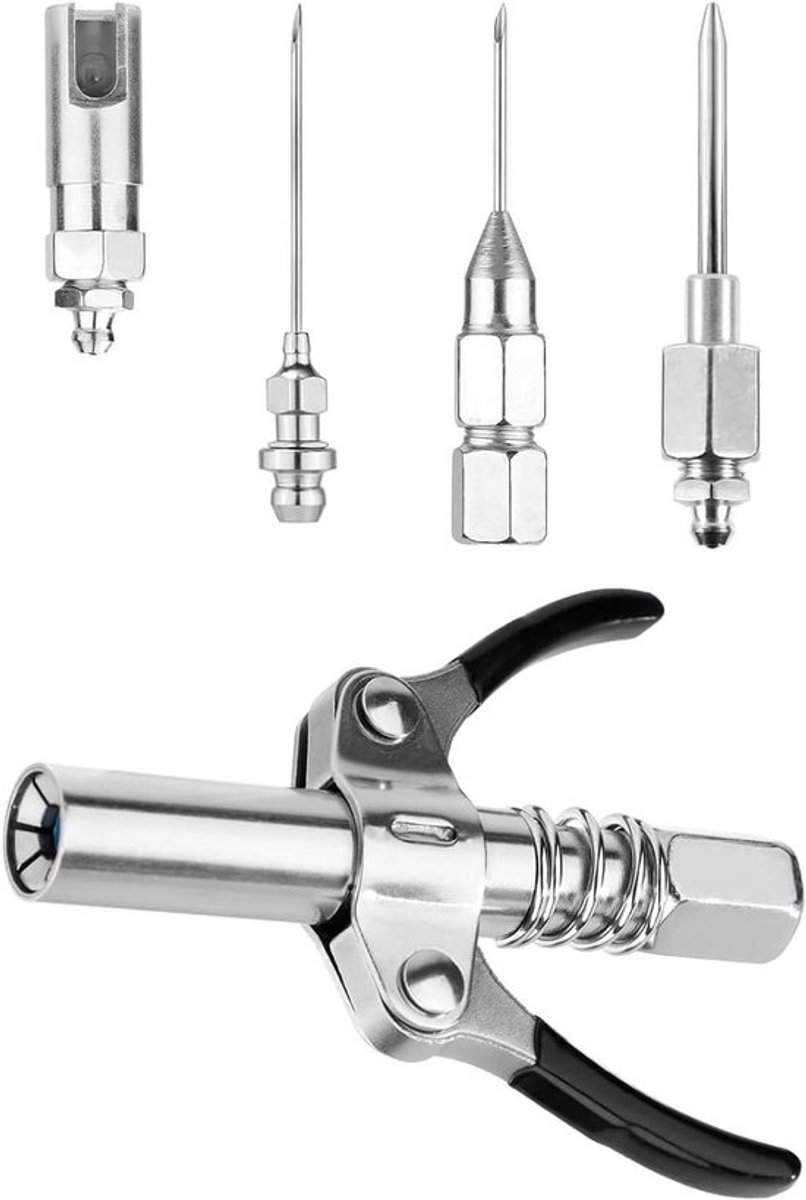Vetkoppeling Mondstuk - Injectienaald Dispenser - Machine Onderhoud - Dubbele Handgreep - 5 Delig - Zilver