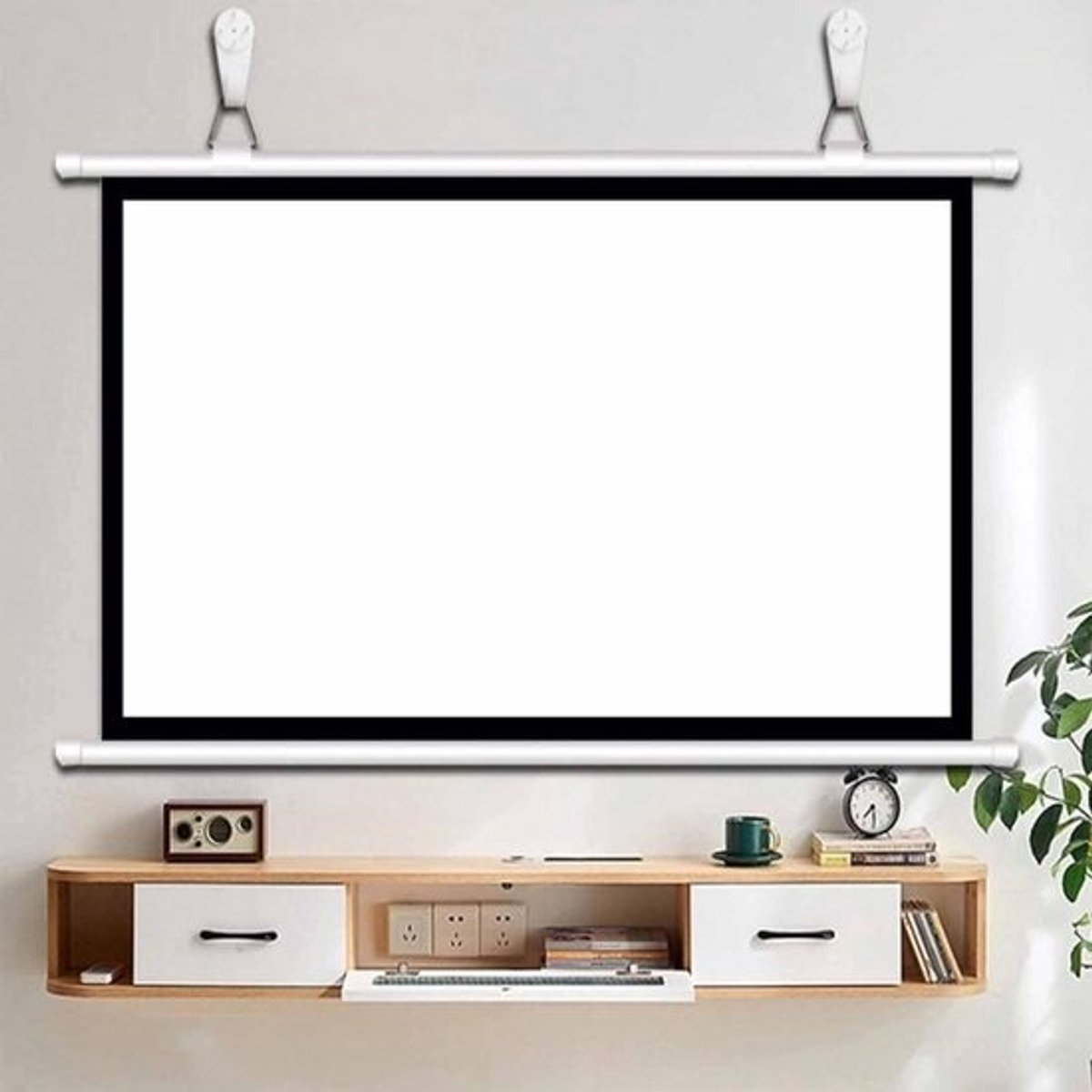 Projectiescherm - HD Scherm - Thuisbioscoop Ervaring - Kreukvrij Glasvezel - 72 Inch - Wit