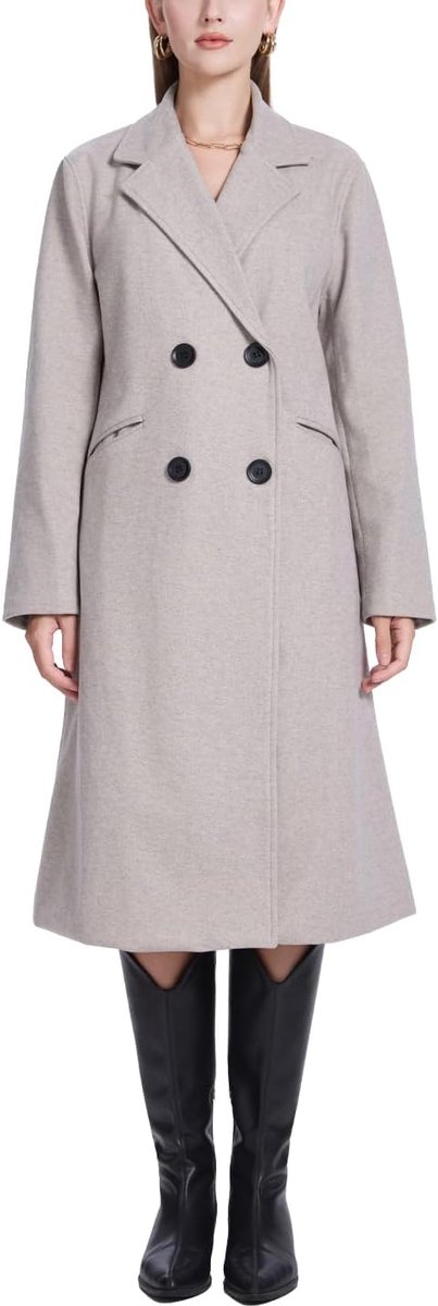 winter wollen mix mantel inkeping revers dubbele rij casual medium lange erwtenjas trench jassen outwear