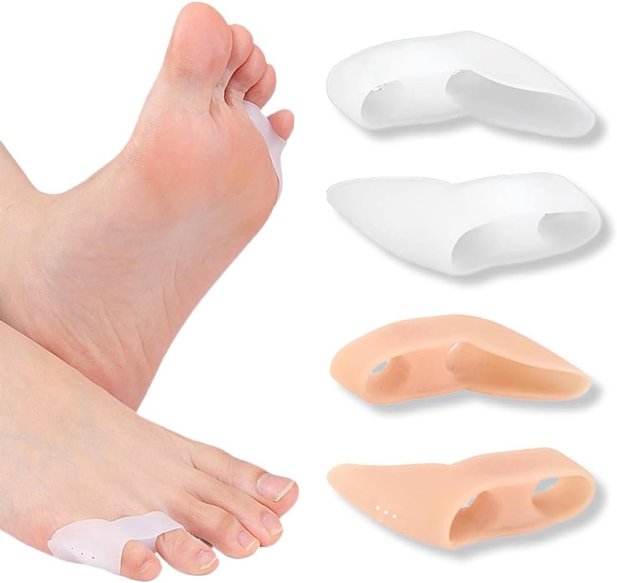 4 paar kleine teenslippers, overlappende teencorrectie, teencorrectie, gel-teenslippers, bescherming en ontspanning voor de voeten