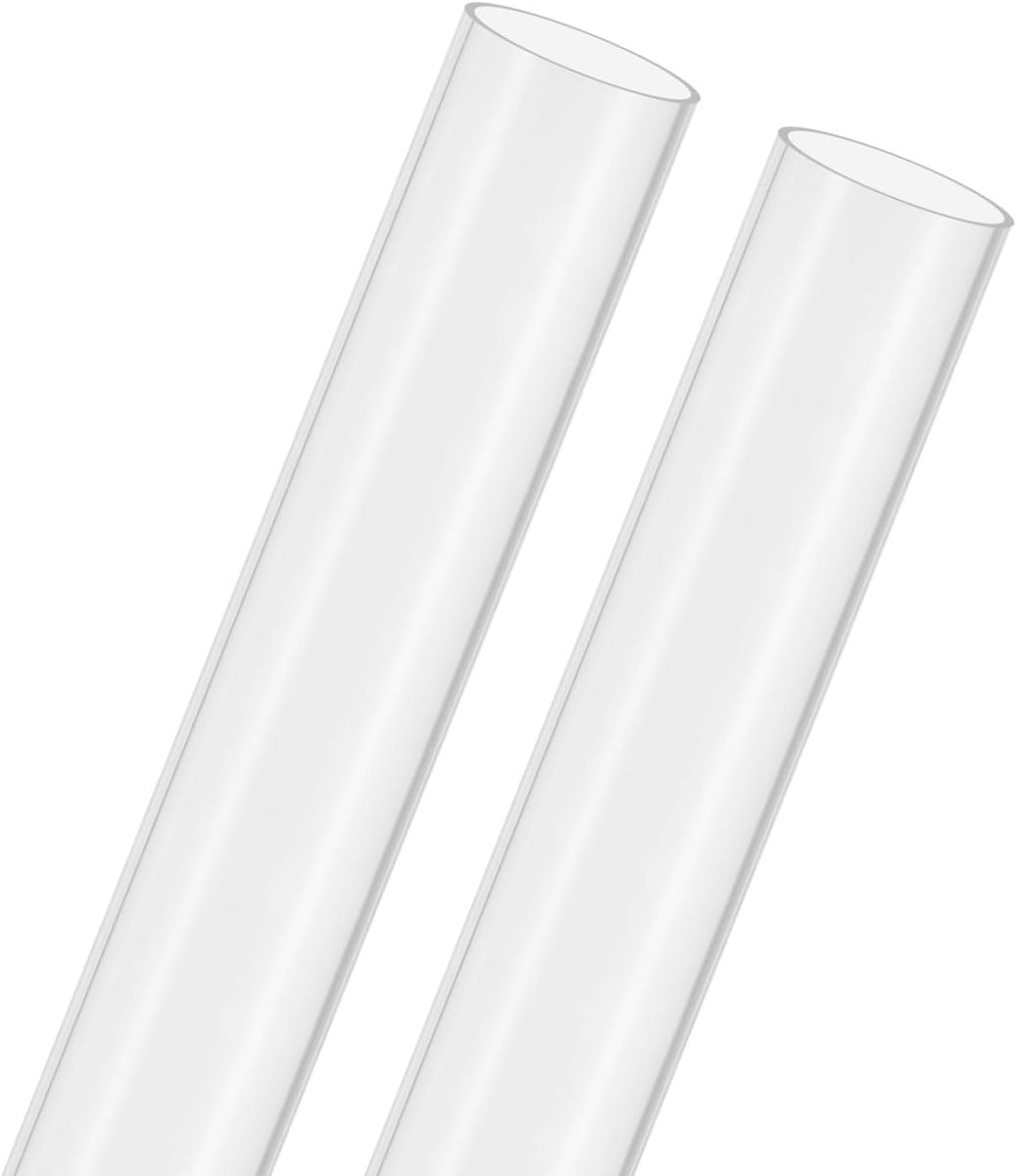 METERXITY 2-Pack Clear Stijve Acryl Pijp, 36mm [1.43"] ID x 40mm [1,59"] OD Plastic Ronde Buis voor Waterkoelingssysteem/Lampen/Fonteinen/Aquaria/Display Stand, Acryl Tubing [305mm/12IN]