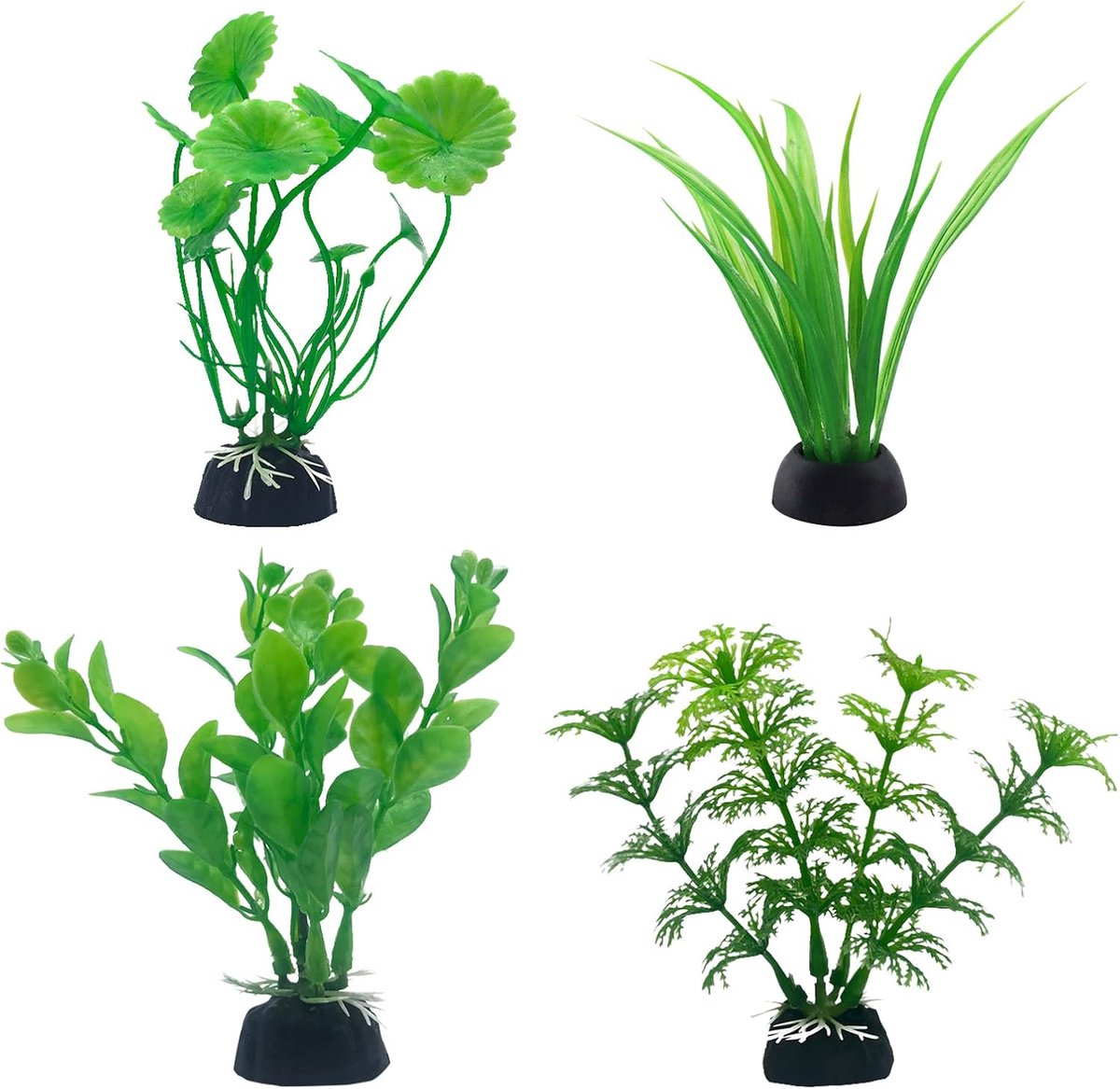 Plastic aquariumplanten, klein, 11 cm, 10 cm, realistische aquariumplanten, kunstaquariumplanten, decoratie, plant, 4 stuks (klein)