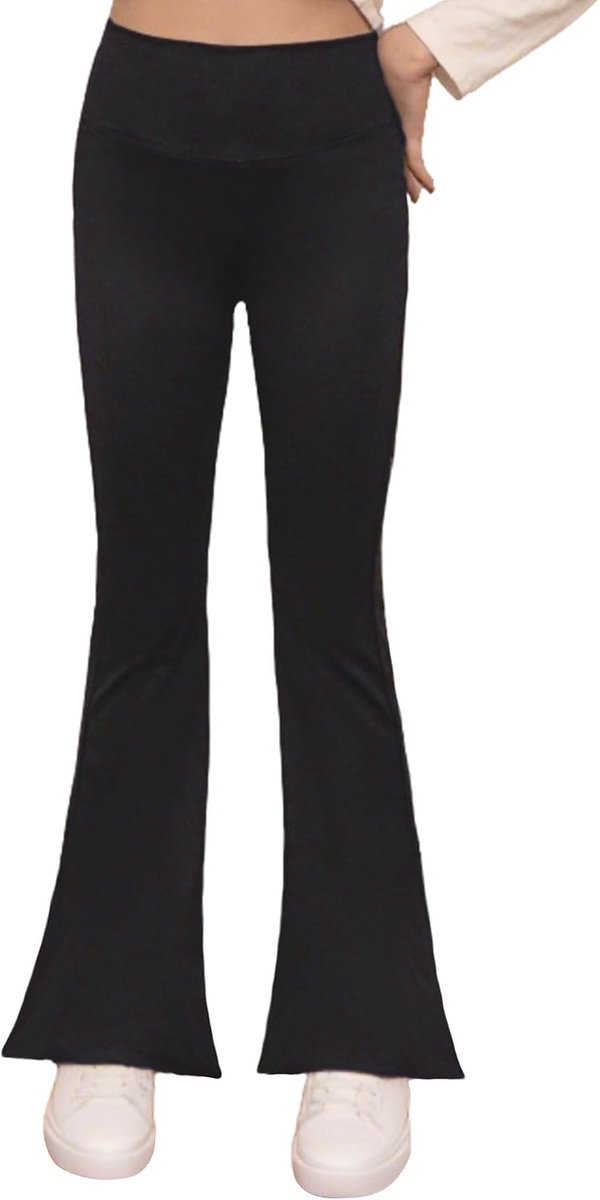 Flared Yogabroek Hoge Taille Flared Sportbroek Elastische Sportlegging voor Kinderen Dans Hardlopen Sportlegging Actieve Kleding voor 7-14 Jaar