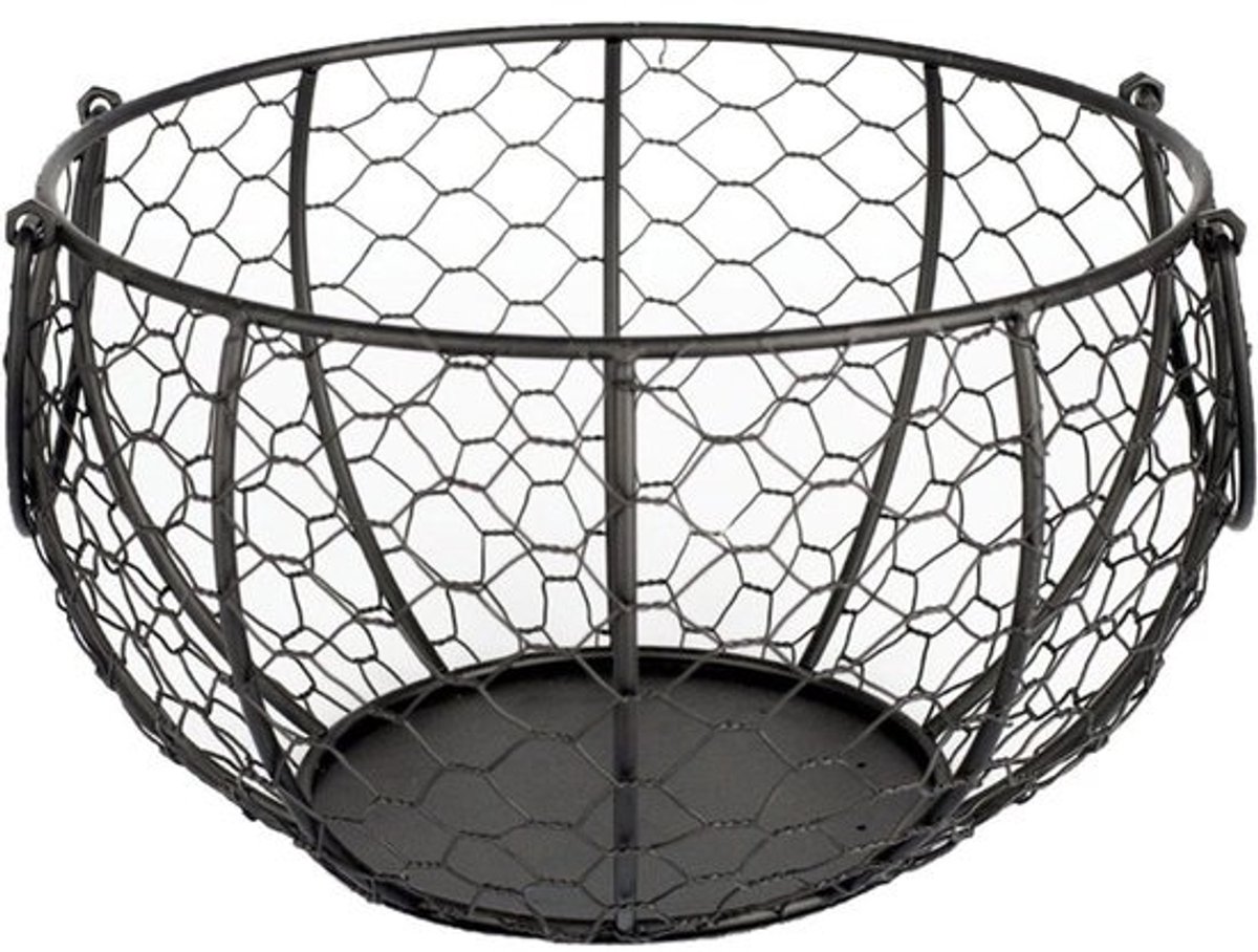 Eier Mand - Aardappelmand Knoflookmand - Keuken Organiseren - Smeedijzeren Design - 20 x 20 x 12 cm - Zwart