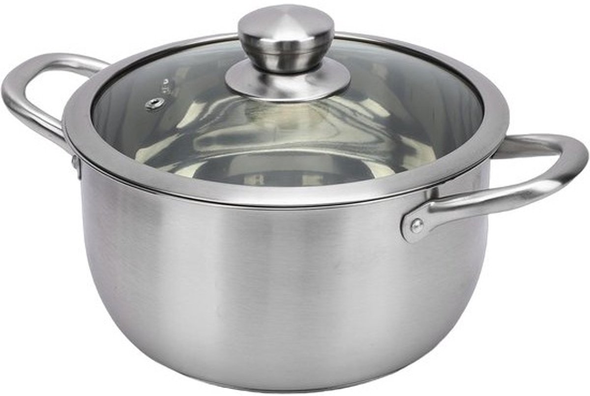 Soeppan RVS - Kookpan Stoofpan - Maaltijden Bereiden - Drielaagse Bodem - 43 Liter - Zilver