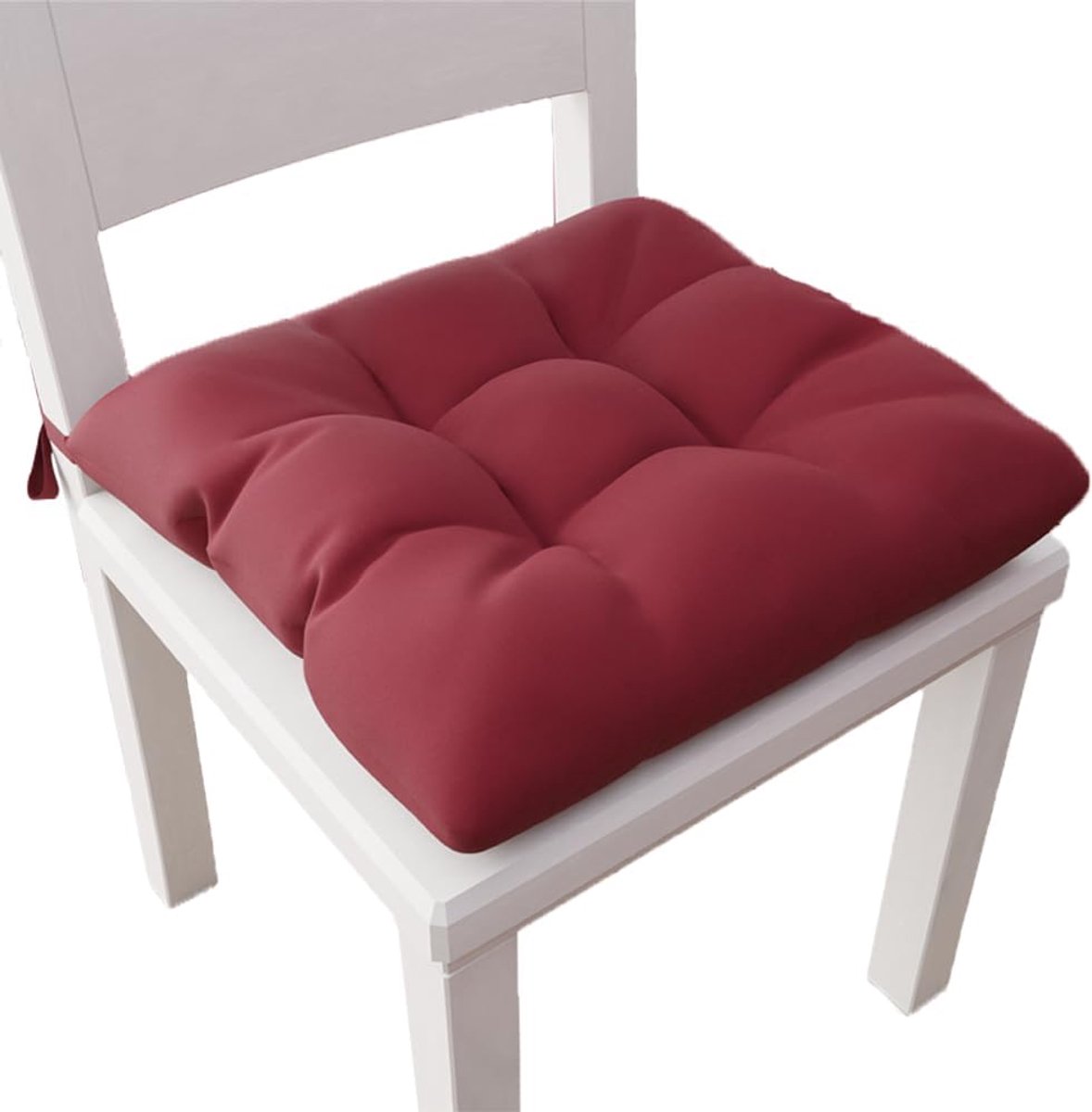 Artigiani Italiani - Zitkussen voor keukenstoel, set van 6 kussens voor keukenstoelen, van katoen met banden, bordeaux, 100% Made in Italy
