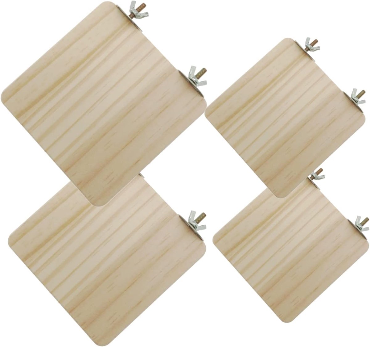 4 x houten veerplankjes, houten rechthoekige speelbord voor huisdieren voor hamster, chinchilla, muis, rat en klein huisdier