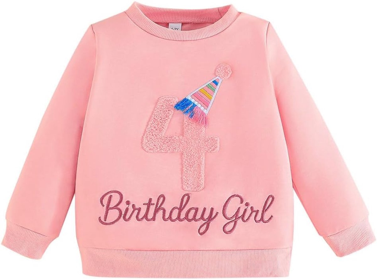 meisje verjaardag sweatshirt voor kinderen outfits T-shirt brief borduurwerk trui kleding voor peuters verjaardag geschenk top