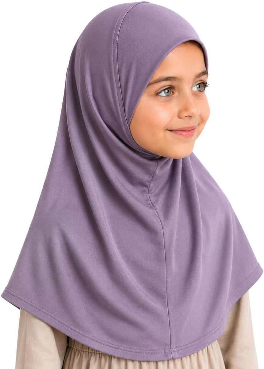Meisjes instant hoofddoek hijab effen al Amira, kant-en-klare pull on sjaal, ideaal voor elke gelegenheid school/kleuterschool