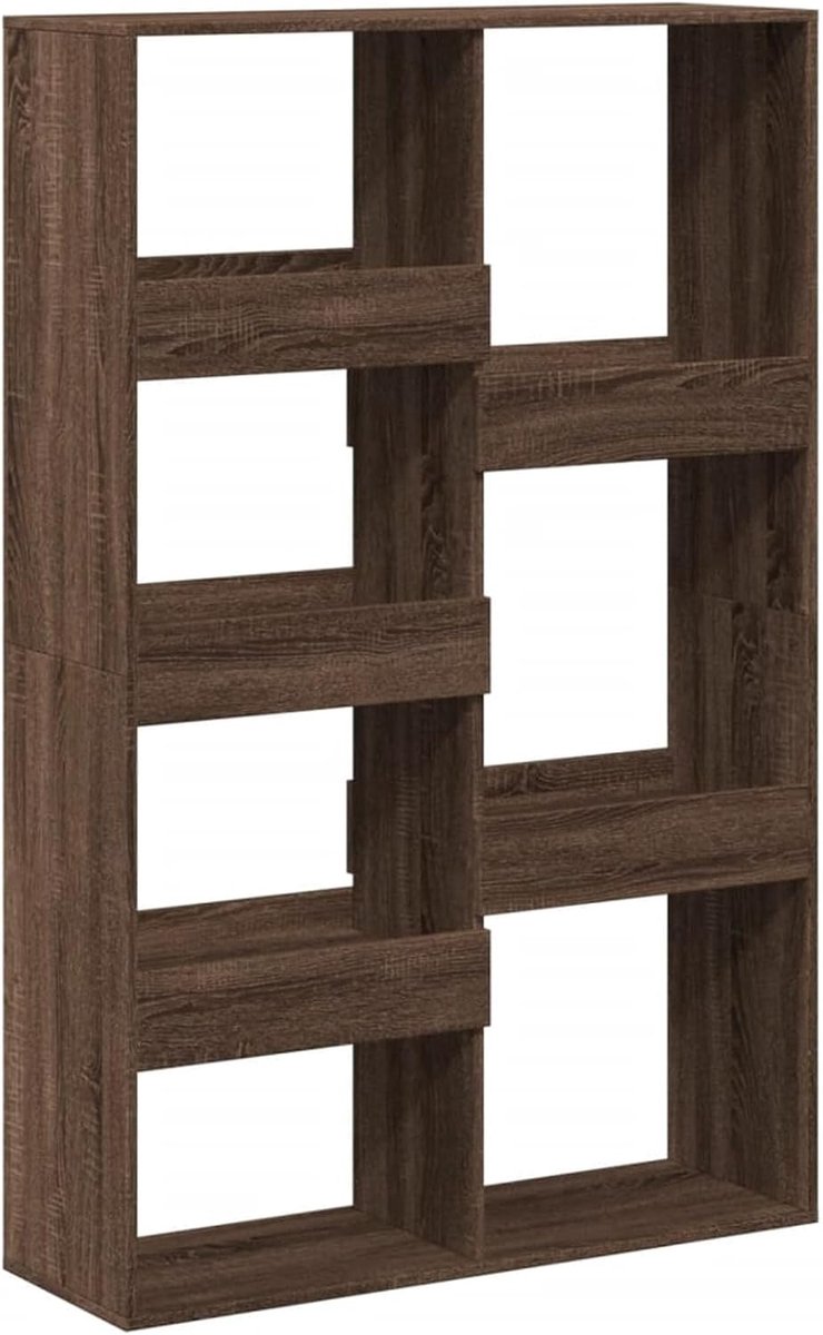 Bruin eiken-look, 100 x 33 x 155,5 cm, 7-voudig houtmateriaal, ruimteverdeler met opbergruimte als boekenkast, woonkamer en kantoor