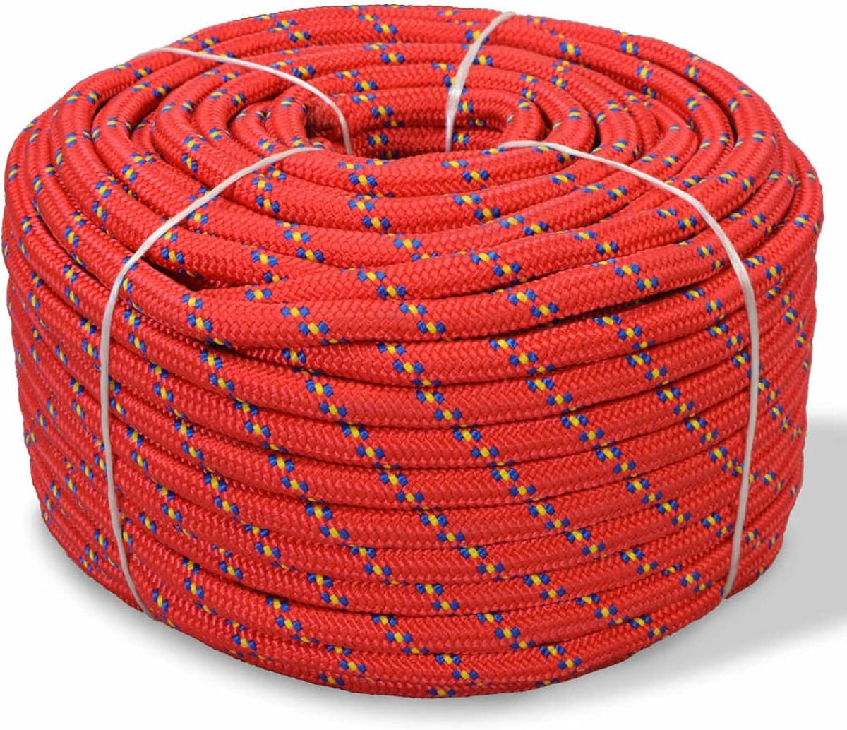 Touw voor boten, jachten en zeilboten, van polypropyleen, kleur rood, dikte 10 mm, lengte 250 m