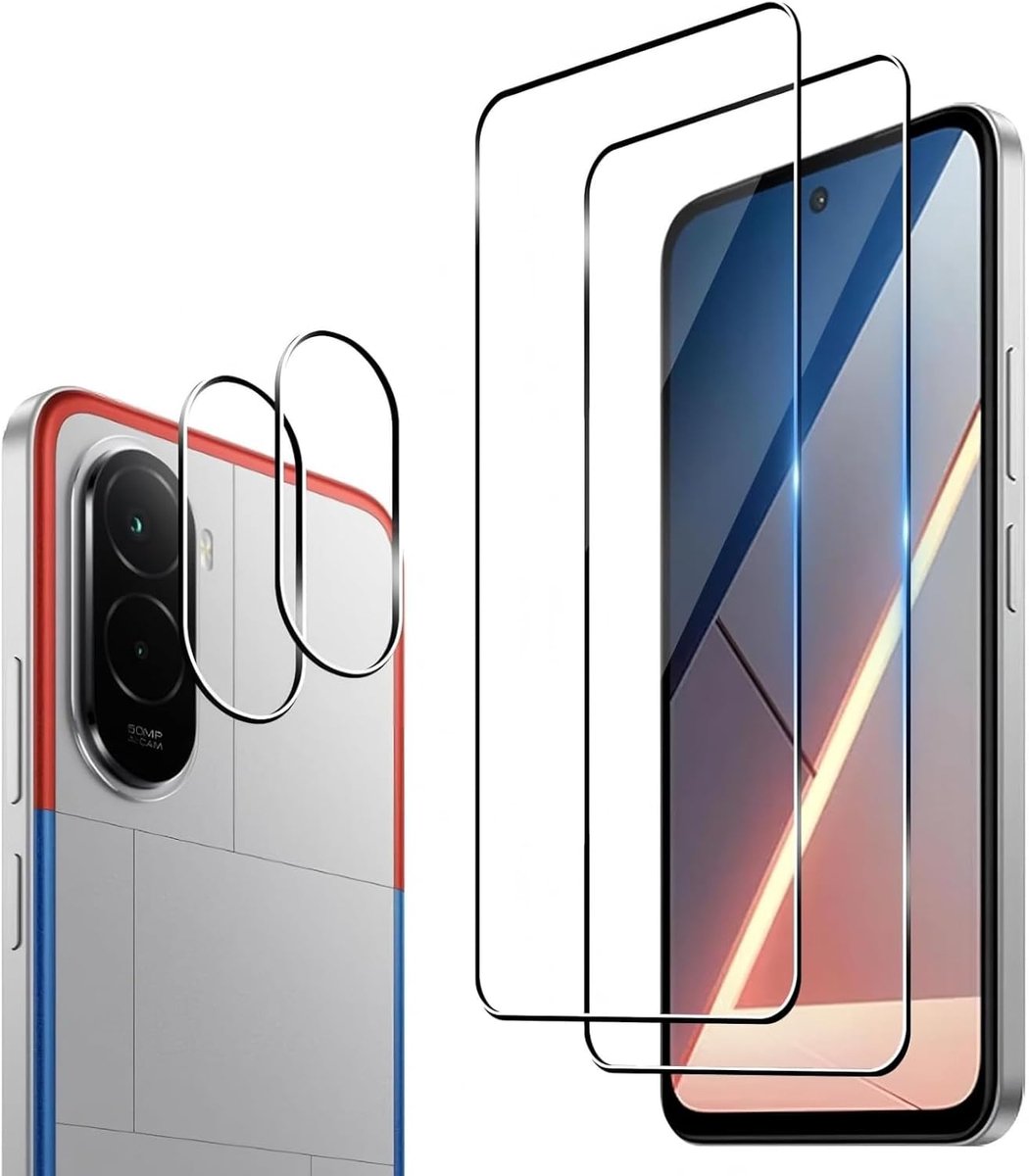 Screen protector voor Xiaomi Redmi K90 Pro Max, 2 stuks krasbestendige displaybeschermfolie met 2 stuks camerafolie, HD helder, zonder luchtbellen, Ultra Boven 9H+ Gehard glas