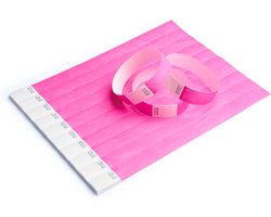 iboo Tyvek-papieren armbanden voor controle en veiligheid, voor evenementen, feesten, festivals en reizen, 500 stuks, roze